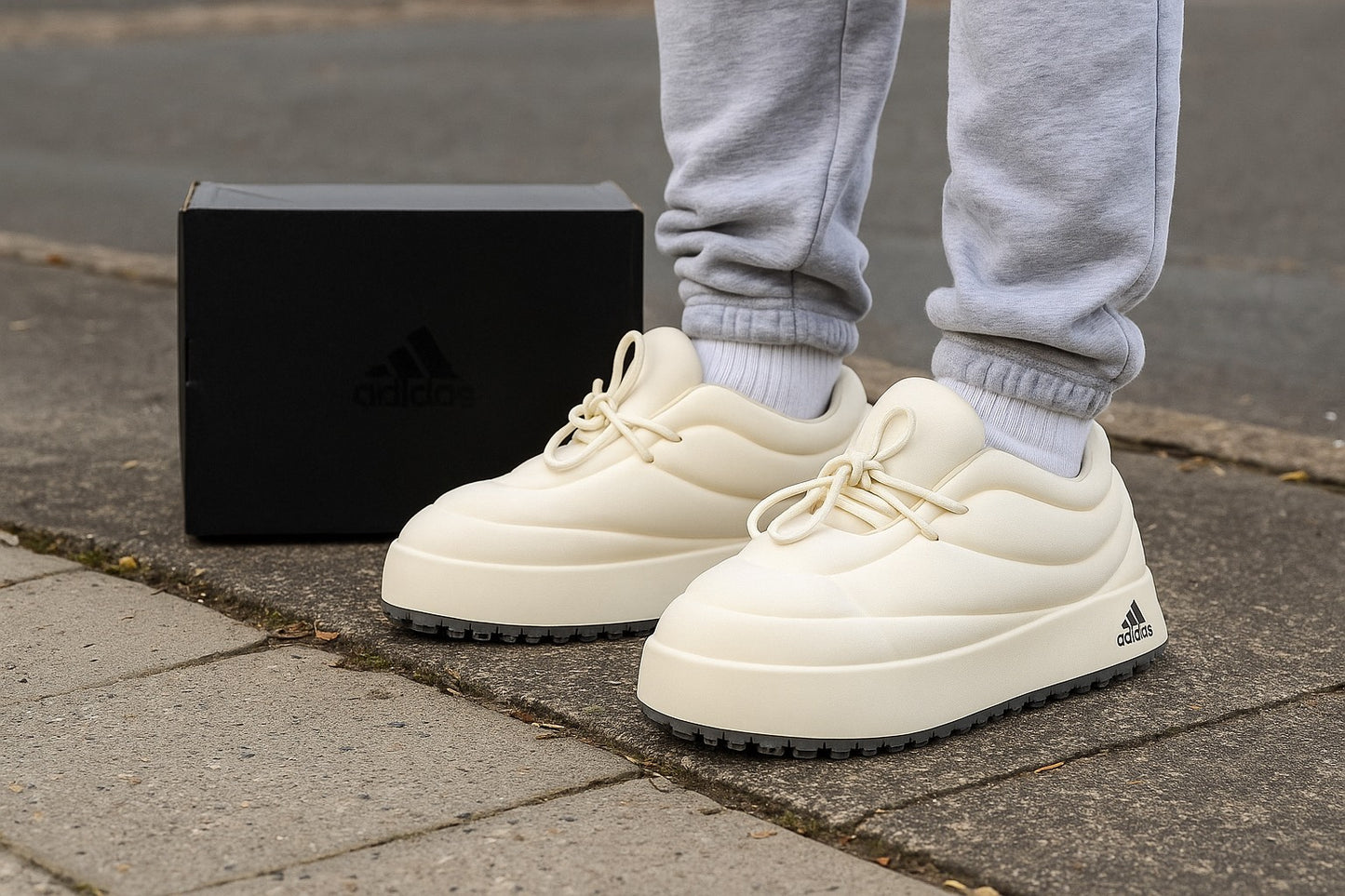 Adidas Puffy Boost Platform Sneakers – Cream White & Triple Black