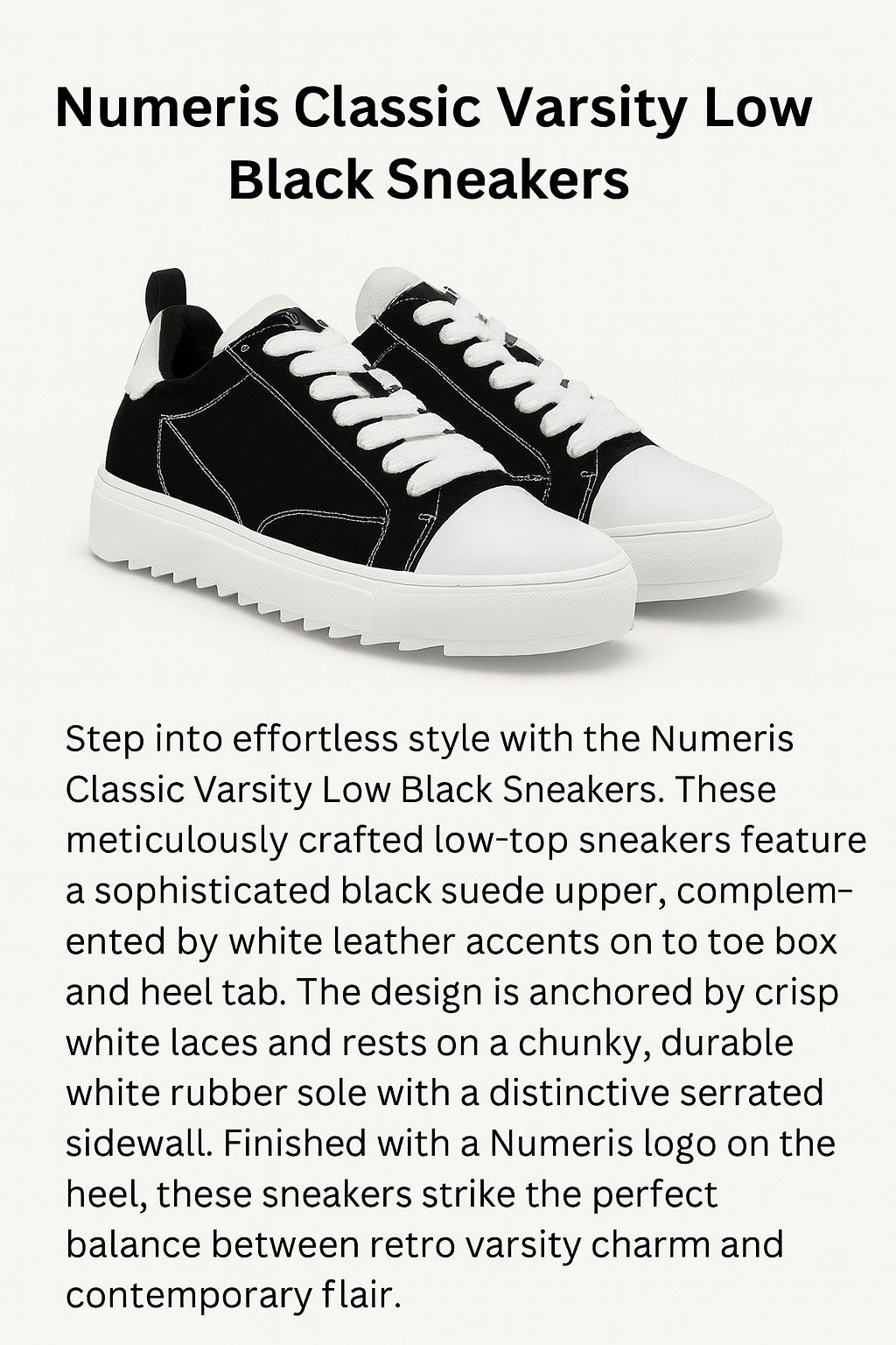Numeris Classic Luxe Low-Top Sneakers – Black & White Edition