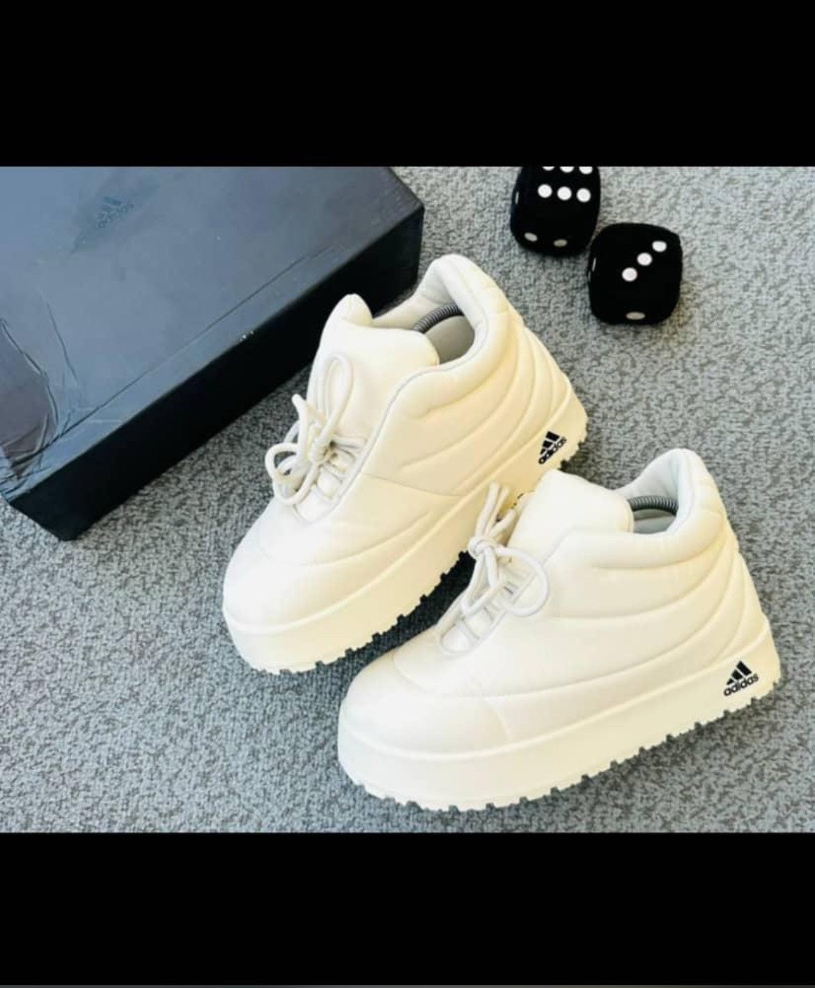 Adidas Puffy Boost Platform Sneakers – Cream White & Triple Black