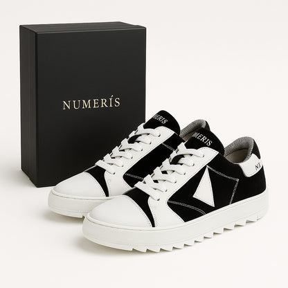 Numeris Classic Luxe Low-Top Sneakers – Black & White Edition