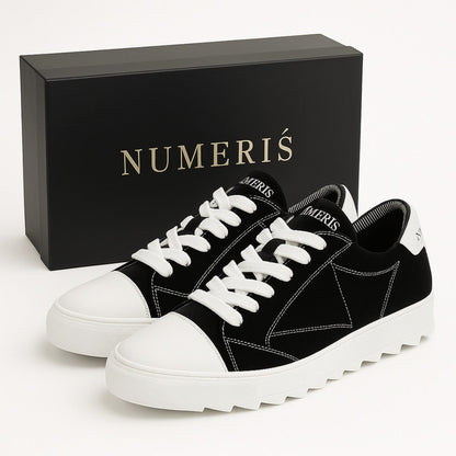 Numeris Classic Luxe Low-Top Sneakers – Black & White Edition