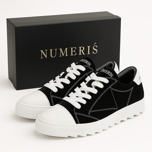 Numeris Classic Luxe Low-Top Sneakers – Black & White Edition