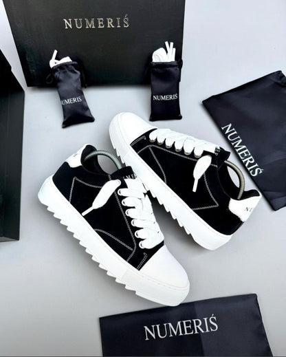 Numeris Classic Luxe Low-Top Sneakers – Black & White Edition