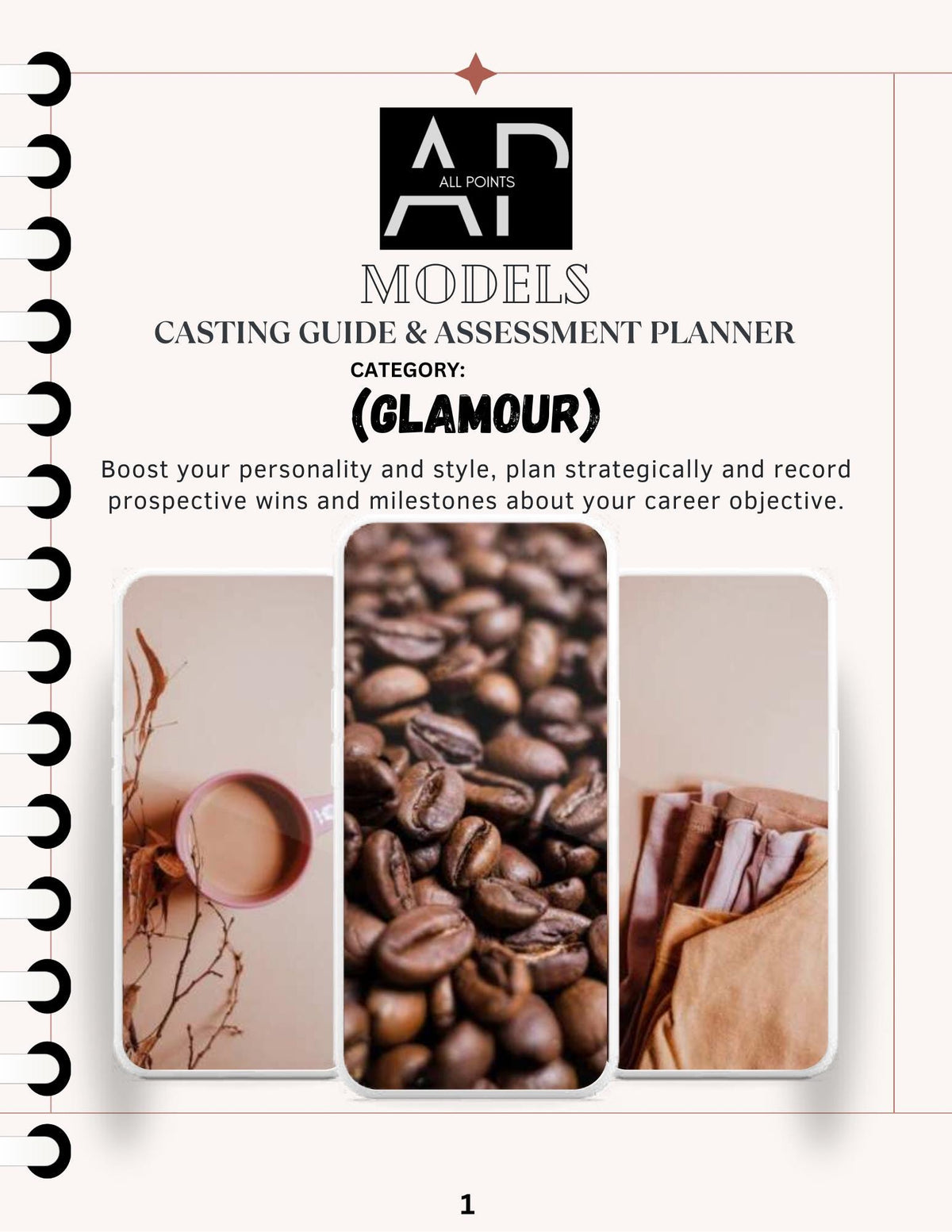 Glamour Modelling Workbook & Planner – Portfolio, Posing, Gigs guide. Download and Apply. (Digital Download)