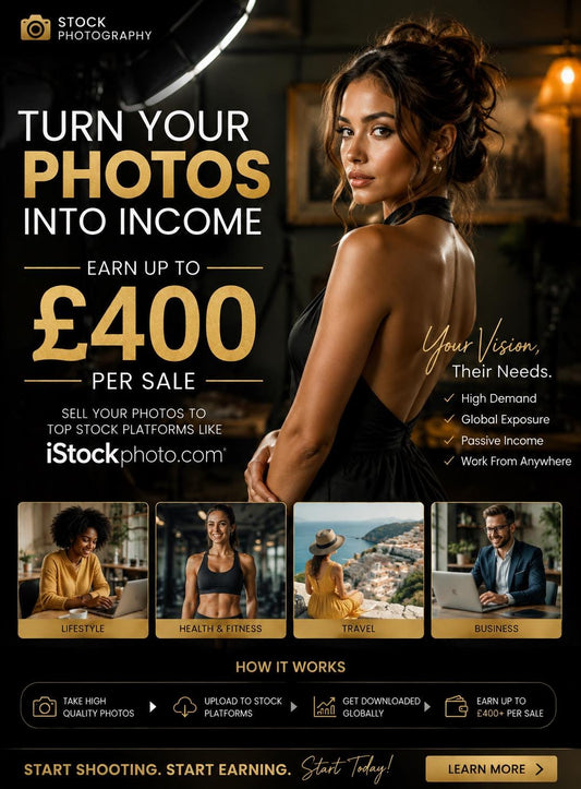 Stock Photography Modelling Workbook & Planner – Earn Income Selling Photos (Digital Download)