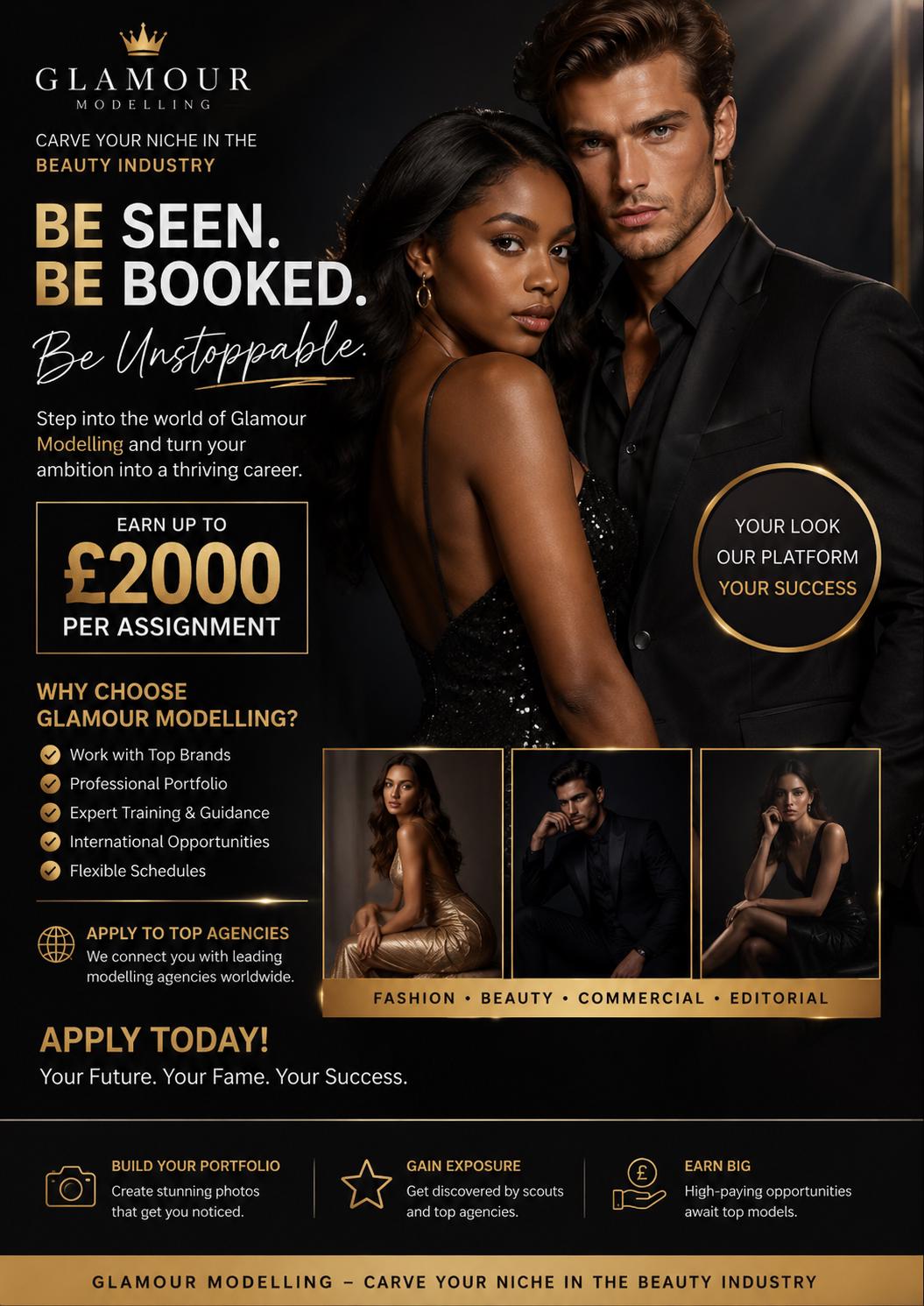 Glamour Modelling Workbook & Planner – Portfolio, Posing, Gigs guide. Download and Apply. (Digital Download)